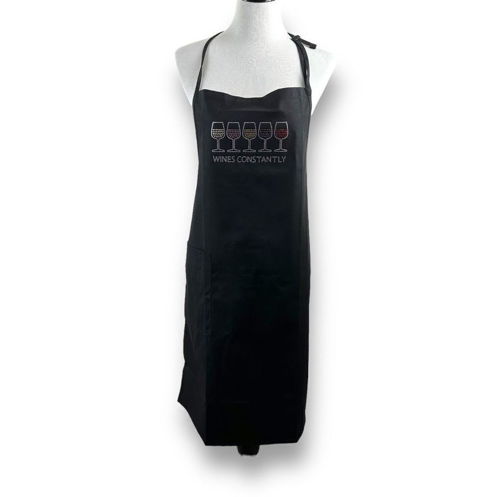 Chris’s Stuff Black Rhinestone‎ Wine Theme Apron